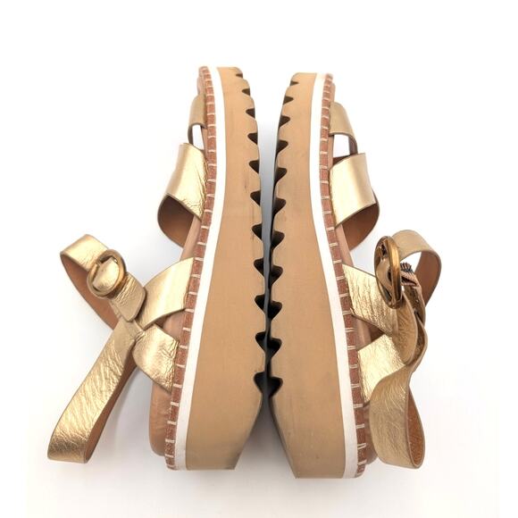 Söfft Ruthie Ankle Strap Platform Wedge Sandals Women's Gold Size US9.5M EU40 - Picture 6 of 10